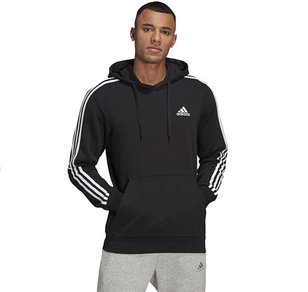 Толстовка Adidas Essentials French Terry 3-Stripes M Black в Иркутске - купить в интернет магазине Икс Мастер